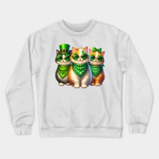 St Patricks Day Trio of Cats Crewneck Sweatshirt